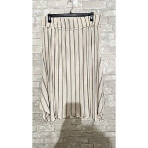 Ava James Midi Skirt Flared Elastic Waist  Black Stripes On White Size 2x